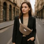 Tasche Mini Breitcord Leicht Elastisch Dunkles Smoky Beige Ki