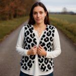 Weste Winalea Teddyfleece Leo Schwarz Weiß Ki