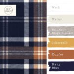 Farbkombi - Flanell Hemdenstoff Karo Navyblau Zimt