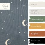 Farbkombi - Leichter Canvas In Leinenoptik Sternenhimmel Schiefergrau