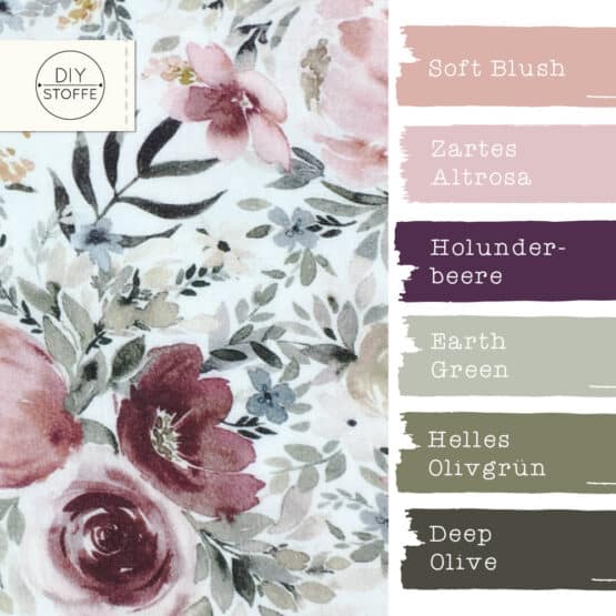 Farbkombi Musselin Berry Roses Warmweiss