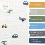Farbkombi Musselin Kleine Fahrzeuge Warmweiss