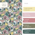 Farbkombi - Popeline Wiesenblumen Zartes Rauchgrün