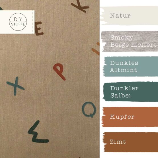 Farbkombi - Popeline Buchstaben Mocca