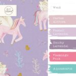 Farbkombi - Popeline Zauberhafte Einhörner Lavendel Dust