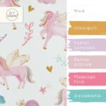 Farbkombi - Popeline Zauberhafte Einhörner Weiß