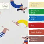 Farbkombi - French Terry Leichter Kuschelsweat Stylische Dackel Staubweiß1