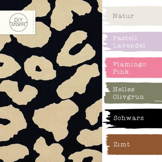 Farbkombi - Leichter Canvas Grosses Leomuster Schwarz Dunkler Sand