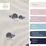 Farbkombi - Leichter Panama In Leinenoptik Blaue Wale Dunkles Natur Melange