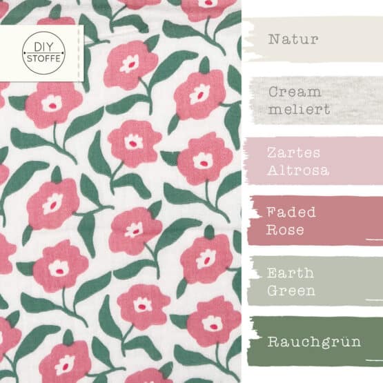 Farbkombi Musselin Retro Blumen