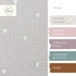 Farbkombi Musselin Weisse Herzen