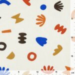 French Terry – leichter Kuschelsweat – Bunte Formen – Helles Natur