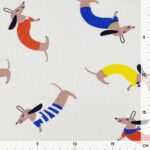 French Terry – leichter Kuschelsweat – Stylische Dackel – Staubweiß