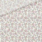 Leichter Baumwollstoff Bluemchen Helles Mauve Warmweiss 1