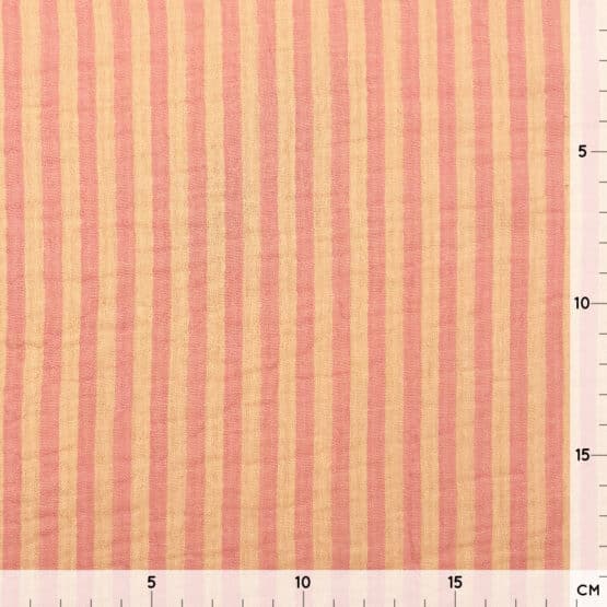 Musselin – Streifen – Light Mango/ Rasperry Stripes