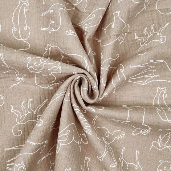 Musselin Outline Safari Animal Smoky Beige 3