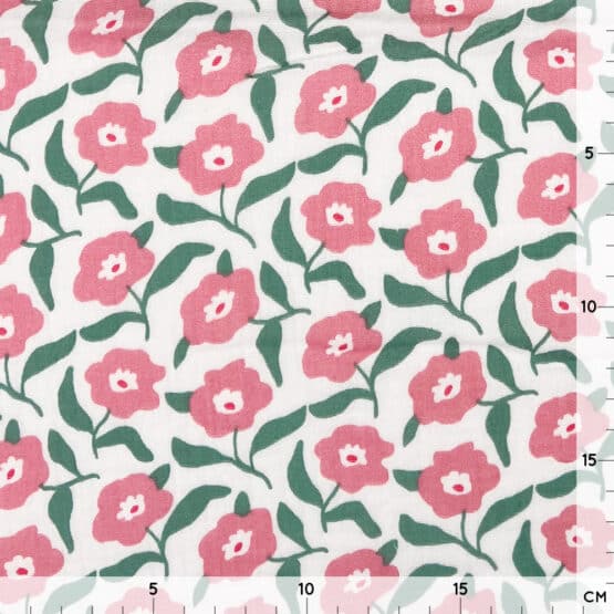 Musselin - Retro Flowers - Blossom White
