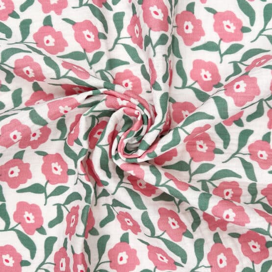 Musselin - Retro Flowers - Blossom White