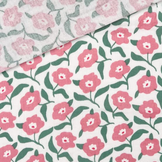 Musselin - Retro Flowers - Blossom White