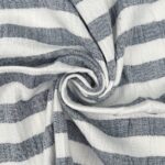 Musselin – Schmale Blockstreifen – Dunkelblau/Warmweiß