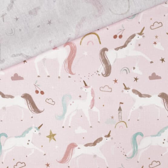 Popeline Unicorn Dream Cotton Rose 1