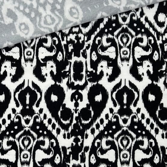 Viskose Jersey Ornamente Schwarz Warmweiss 2