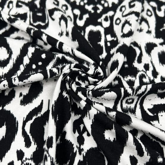 Viskose Jersey Ornamente Schwarz Warmweiss 3