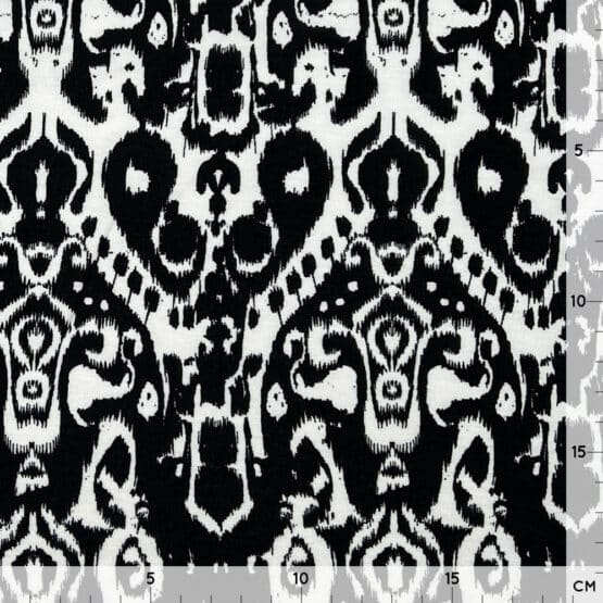 Viskose Jersey Ornamente Schwarz Warmweiss