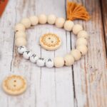 DIY Stoffmix - Knopf - Holzperlen - Buchstaben Rund