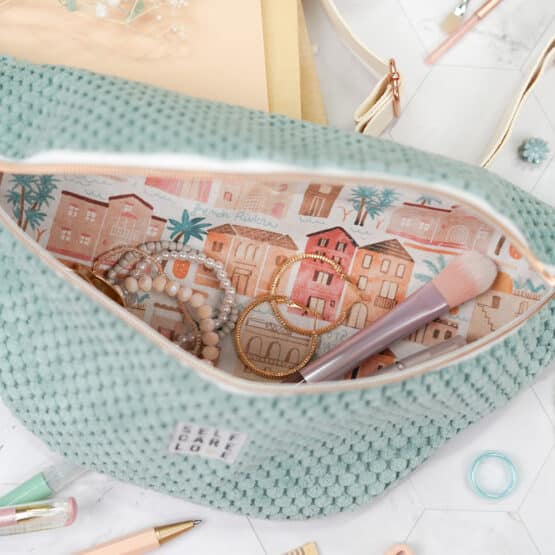 Diy Stoffe Inspiration 616i Cutline Crossbag Velvet Strukturiert Dunkles Altmint