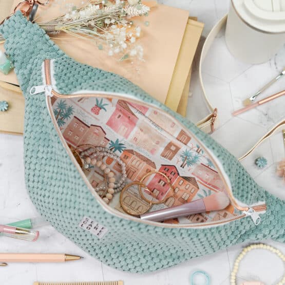 Diy Stoffe Inspiration 616l Cutline Crossbag Velvet Strukturiert Dunkles Altmint