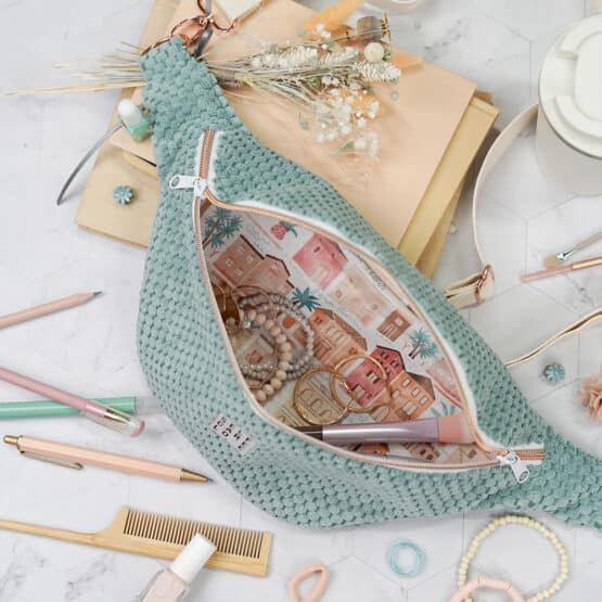 Diy Stoffe Inspiration 616o Cutline Crossbag Velvet Strukturiert Dunkles Altmint