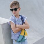 DIY Stoffe Outfit - Shirt Finn - Sneaker Jersey - Cutline Crossbag - Aqua - Senf