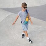 DIY Stoffe Outfit - Shirt Finn - Sneaker Jersey - Cutline Crossbag - Aqua - Senf