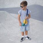 DIY Stoffe Outfit - Shirt Finn - Sneaker Jersey - Cutline Crossbag - Aqua - Senf