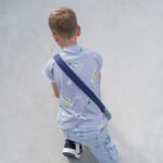 DIY Stoffe Outfit - Shirt Finn - Sneaker Jersey - Cutline Crossbag - Aqua - Senf
