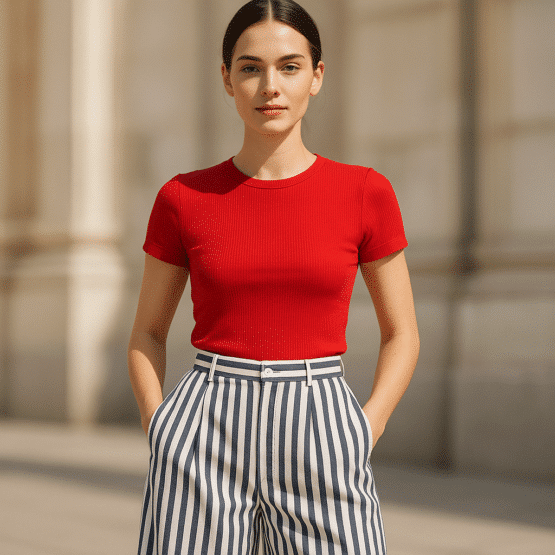 Denim – Streifen – Warmweiß/Dunkelblau