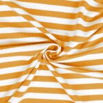 French Terry - Sommersweat - Weiß/Ockergelbe Streifen