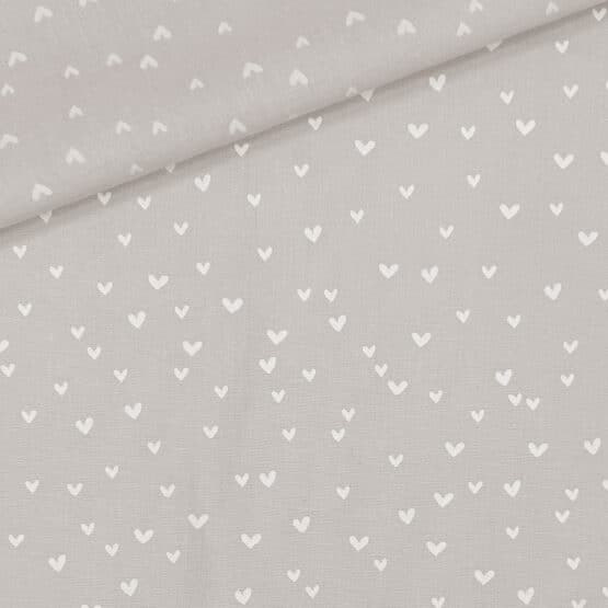 Popeline - Tiny Hearts - Helles Sand Beige