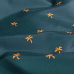 Badeshorts Stoff – Palmen – Petrolblau