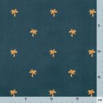 Badeshorts Stoff – Palmen – Petrolblau