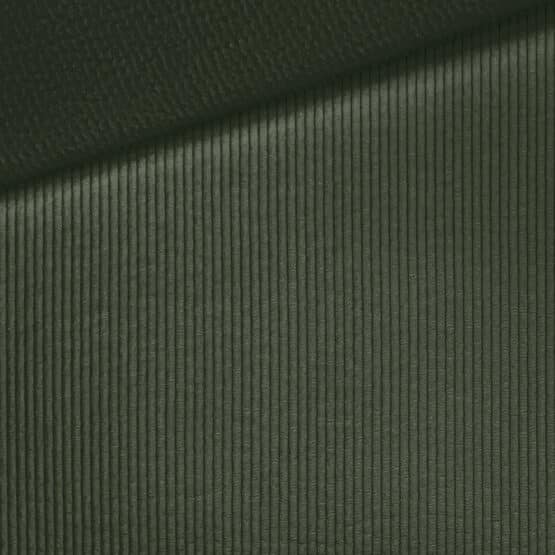 Beschichteter Mini Breitcord Leicht Elastisch Khaki Gruen1