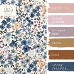 Farbkombi Baumwollstoff Blue Meadow Weiss