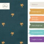 Farbkombi Badeshorts Stoff Palmen Petrol Blau