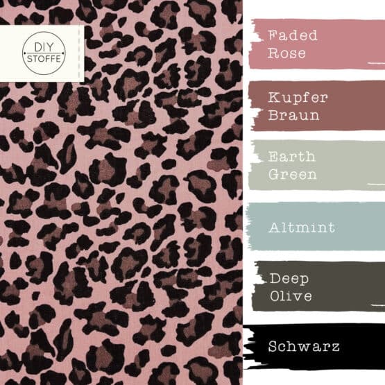Farbkombi Musselin Leo Print Dusty Rose