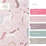 Farbkombi Popeline Baumwollstoff Unicorn Cherrys Cotton Rose