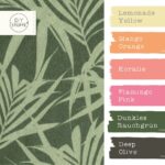 Farbkombi Strandtuch Frottee Palmenblaetter Dunkles Rauchgruen