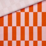 Leichter Canvas – Streifen/Karo – Sunkissed Orange/Zartes Altrosa