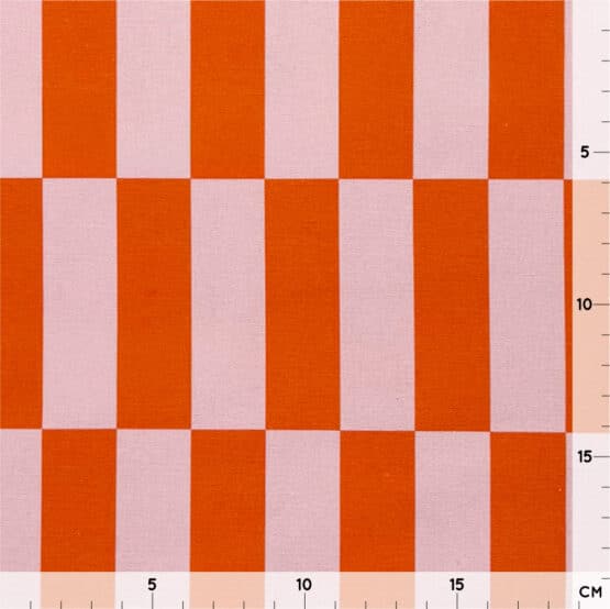 Leichter Canvas – Streifen/Karo – Sunkissed Orange/Zartes Altrosa