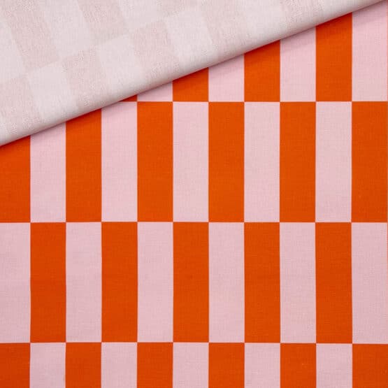 Leichter Canvas Streifen Sunkissed Orange Zartes Altrosa
